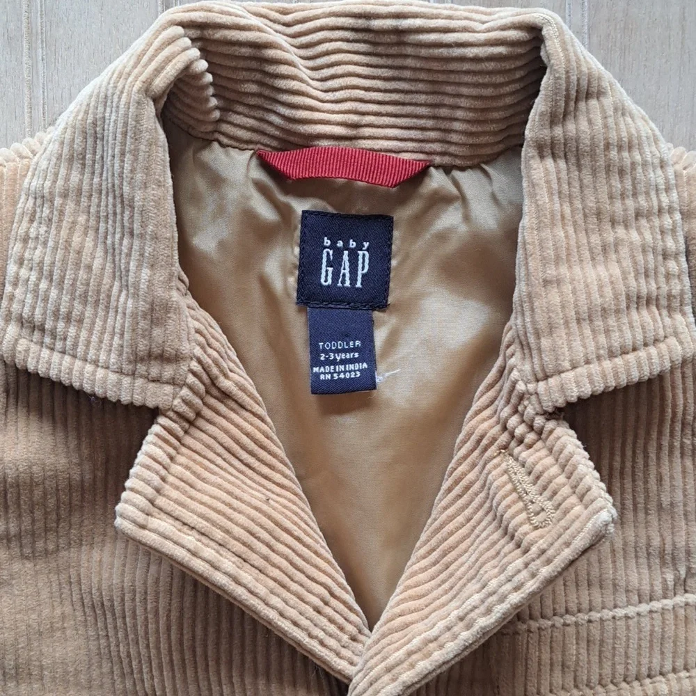 Baby Gap Toddler Tan Corduroy Blazer Jacket Elbow Patch Classic Vintage Preppy - Picture 2 of 11
